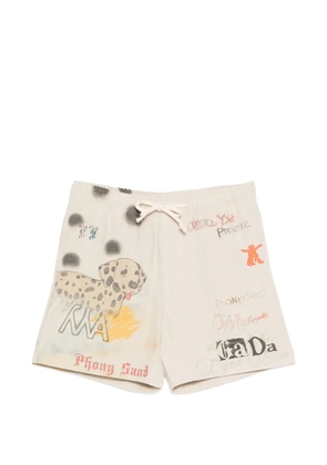 Open YY graphic-print drawstring shorts - Neutrals