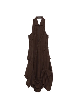 Open YY ruffled-trim zip-up dress - Brown