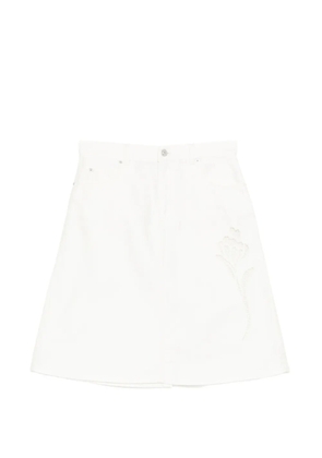 Marni flower-embroidered A-line skirt - White