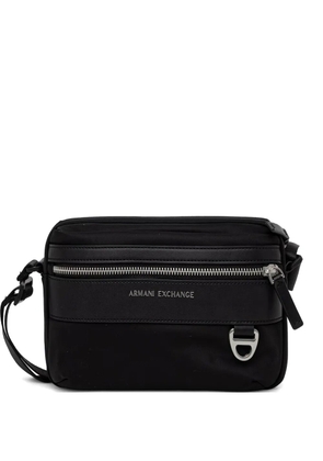 Armani Exchange logo-plaque zip-fastening messenger bag - Black