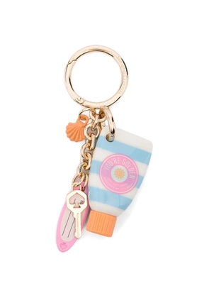 Kate Spade striped multi-charm keyring - White