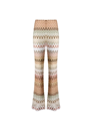 Missoni zigzag-knit flared trousers - Neutrals