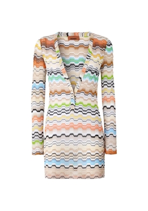 Missoni zigzag-knit V-neck mini beach dress - Neutrals