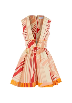 Raquel Diniz abstract-print V-neck mini dress - Neutrals