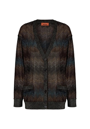 Missoni zigzag-pattern metallic-thread cardigan - Brown