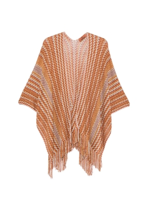 Missoni fringed-hem poncho - Orange