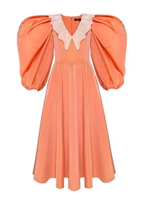 ANOUKI puff-sleeve lace-trimmed dress - Orange