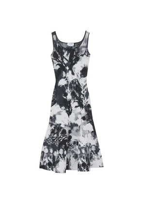 Alexander McQueen floral-intarsia sleeveless midi dress - Black
