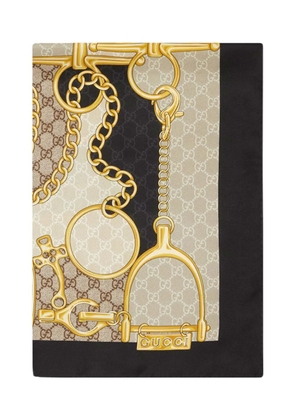 Gucci GG Horsebit-print silk scarf - Neutrals