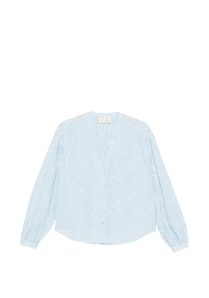 MC2 Saint Barth Liona butterfly-embroidered V-neck blouse - Blue