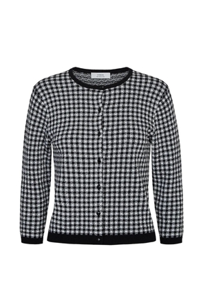 Vince gingham-knit three-quarter-sleeve cardigan - Black