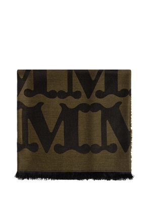 Max Mara Edro logo-jacquard frayed scarf - Green