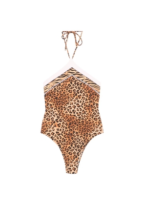 MC2 Saint Barth Meryem leopard-print halterneck swimsuit - Neutrals