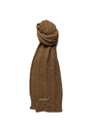 Marni ribbed-knit distressed scarf - Brown