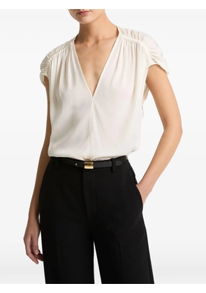 Vince ruched cap-sleeve blouse - White