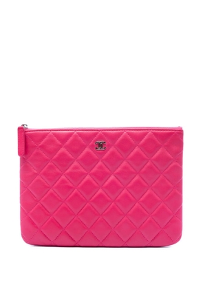 CHANEL Pre-Owned 2014 Small Quilted Lambskin O Case clutch bag - Pink