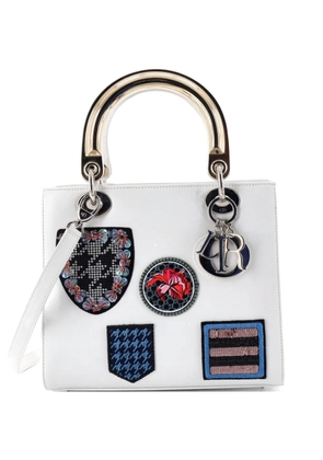 Christian Dior Pre-Owned Lady Dior Bag Patch Embellished Leather Medium satchel - White