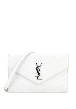 Saint Laurent Pre-Owned Classic Monogram Wallet on Chain Matelasse Chevron Leather Small crossbody bag - White