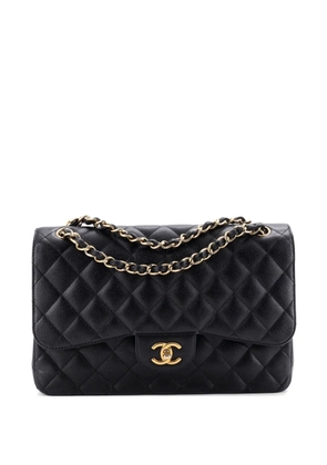 CHANEL Pre-Owned Classic Double Flap Bag Quilted Caviar Jumbo shoulder bag - Black