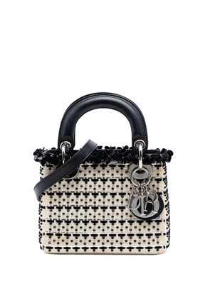 Christian Dior Pre-Owned 2014 Mini Canvas Bead and Sequin Embellished Lady Dior satchel - White
