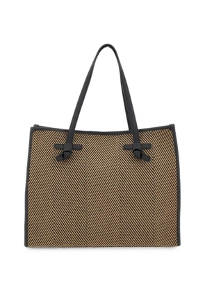 MARCELLA CLUB large Marcella herringbone-pattern shoulder bag - Neutrals