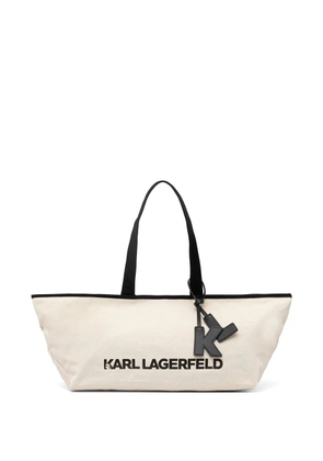Karl Lagerfeld large logo-print bag-charm tote bag - Neutrals
