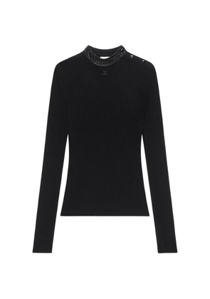Courrèges vinyl-collar ribbed T-shirt - Black