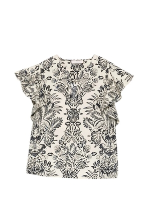 Ulla Johnson Severine floral-print ruffled top - Neutrals