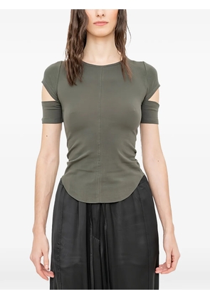 Andrea Ya'aqov cut-out curved-hem T-shirt - Brown
