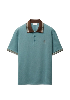 Versace Greca-trim Medusa-embroidered polo shirt - Blue