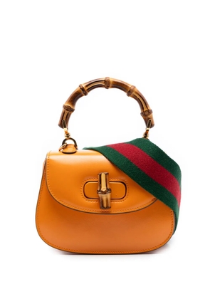 Gucci Pre-Owned 2016-2026 Mini Calfskin Web 1947 Bamboo Top Handle Bag satchel - Orange