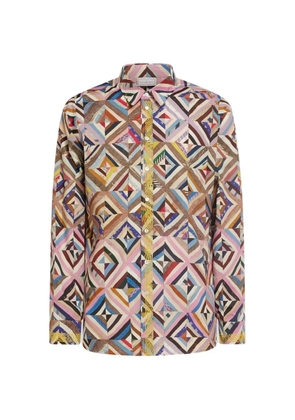Pierre-Louis Mascia geometric-print patchwork-effect shirt - Neutrals