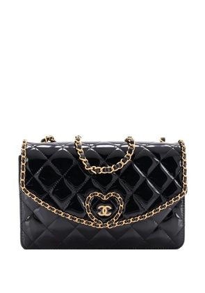 CHANEL Pre-Owned Heart Chain Flap Bag Quilted Patent Small crossbody bag - Black
