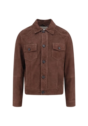 AMARANTO suede flap-pocket jacket - Brown
