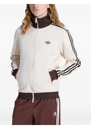 adidas logo-embroidered zipped track jacket - Neutrals