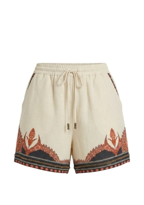 SCARLETT POPPIES Pam embroidered drawstring shorts - Neutrals