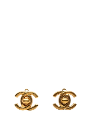 CHANEL Pre-Owned 1996 CC Gold Plated Turn Lock Clip On Earrings costume earrings