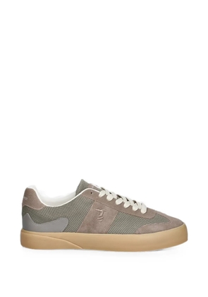 Trussardi suede-panelled mesh sneakers - Grey