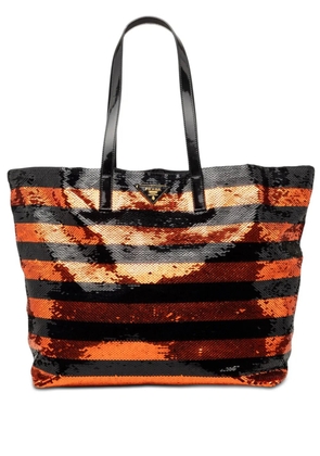 Prada Pre-Owned 2010-2026 Satin Sequin Stripes tote bag - Orange