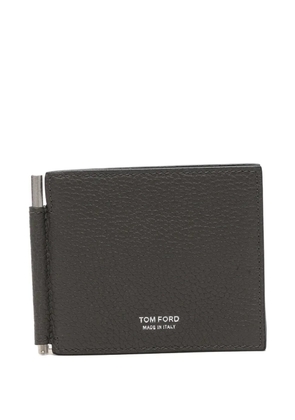 TOM FORD grainy leather money-clip wallet - Grey