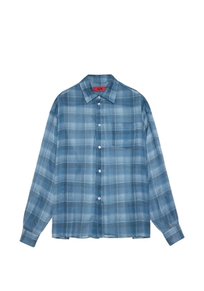 424 check-print chest-pocket shirt - Blue