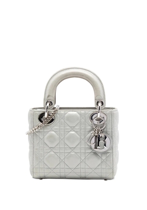 Christian Dior Pre-Owned 2015 Mini Iridescent Lambskin Cannage Lady Dior satchel - Silver