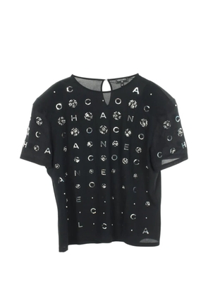 CHANEL Pre-Owned 1986-1988 Camellia pearl T-shirt - Black