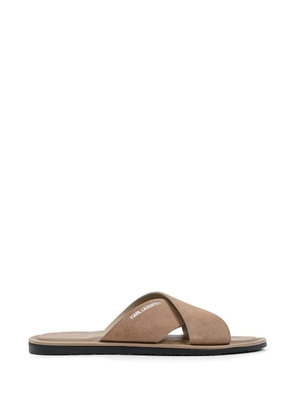 Karl Lagerfeld criss-cross suede slides - Brown