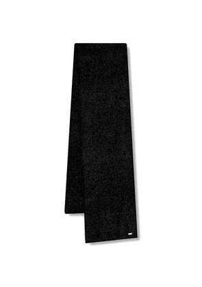 Armani Exchange logo-plaque chenille-knit scarf - Black