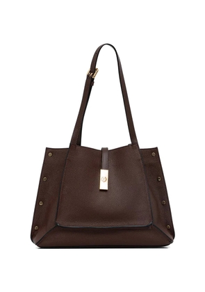 Pollini studded pebbled tote bag - Brown
