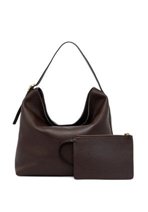 Pollini pebbled leather buckle-detail tote bag - Brown
