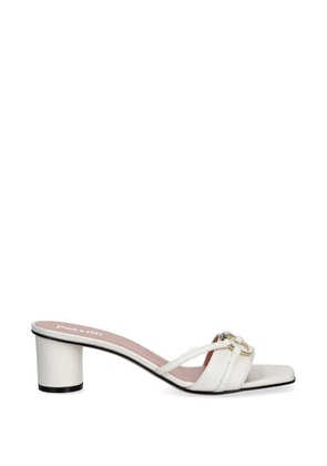 Pollini ring-detail pebble-grain sandals - White