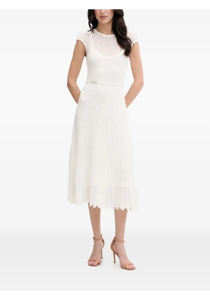 Karl Lagerfeld pointelle-knit belted midi dress - White