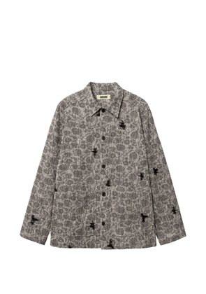 Woodbird Blade Rip distressed floral-print shirt jacket - Grey